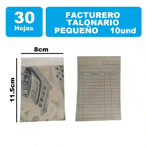 Facturero Talonario Pequeño Papel Periódico 30hojas X 10und