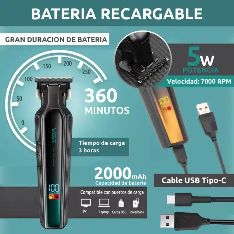 Cortadora Pelo Trimmer Profesional Vgr V-930 7000rpm