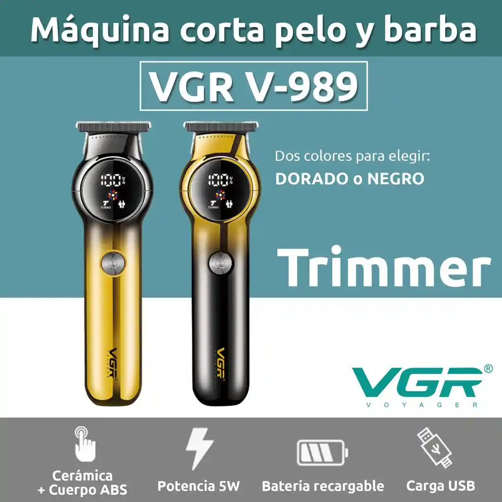 Máquina Patillera Profesional Vgr V-989 Turbo Pantalla Led