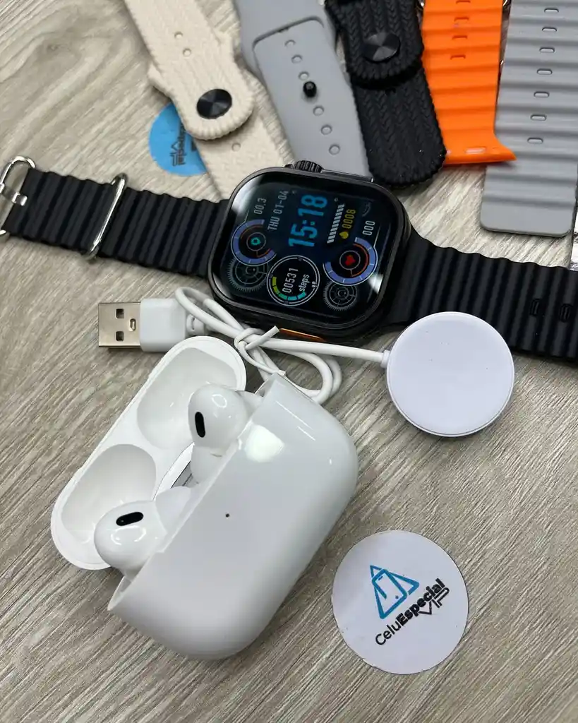 Smartwatch + 7 Manillas + Audifonos Pro 2