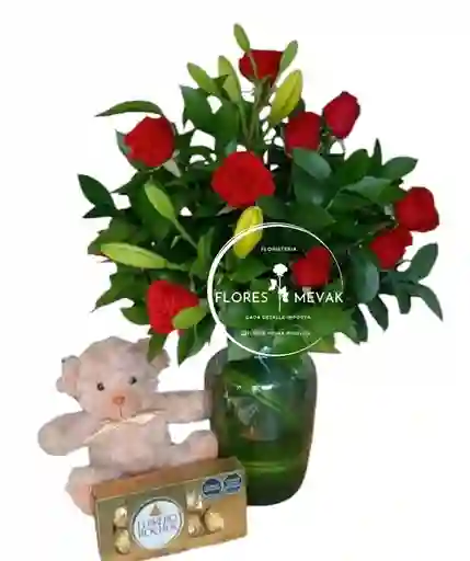 Combo Rosas, Peluche Y Chocolates