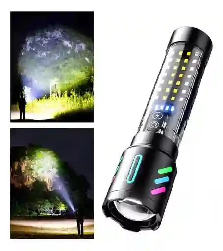 Linterna De Luz Fuerte Multifuncional Recargable