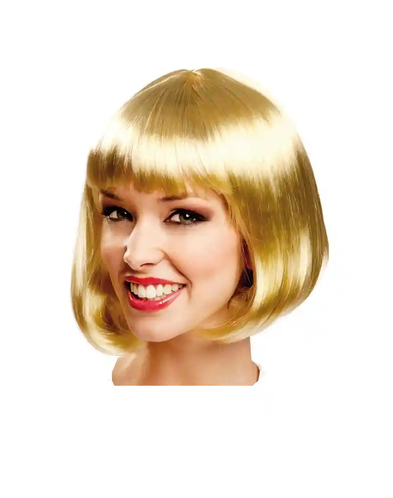 Peluca Corta Lisa Rubia Dorada Para Hora Loca, Halloween, Carnaval