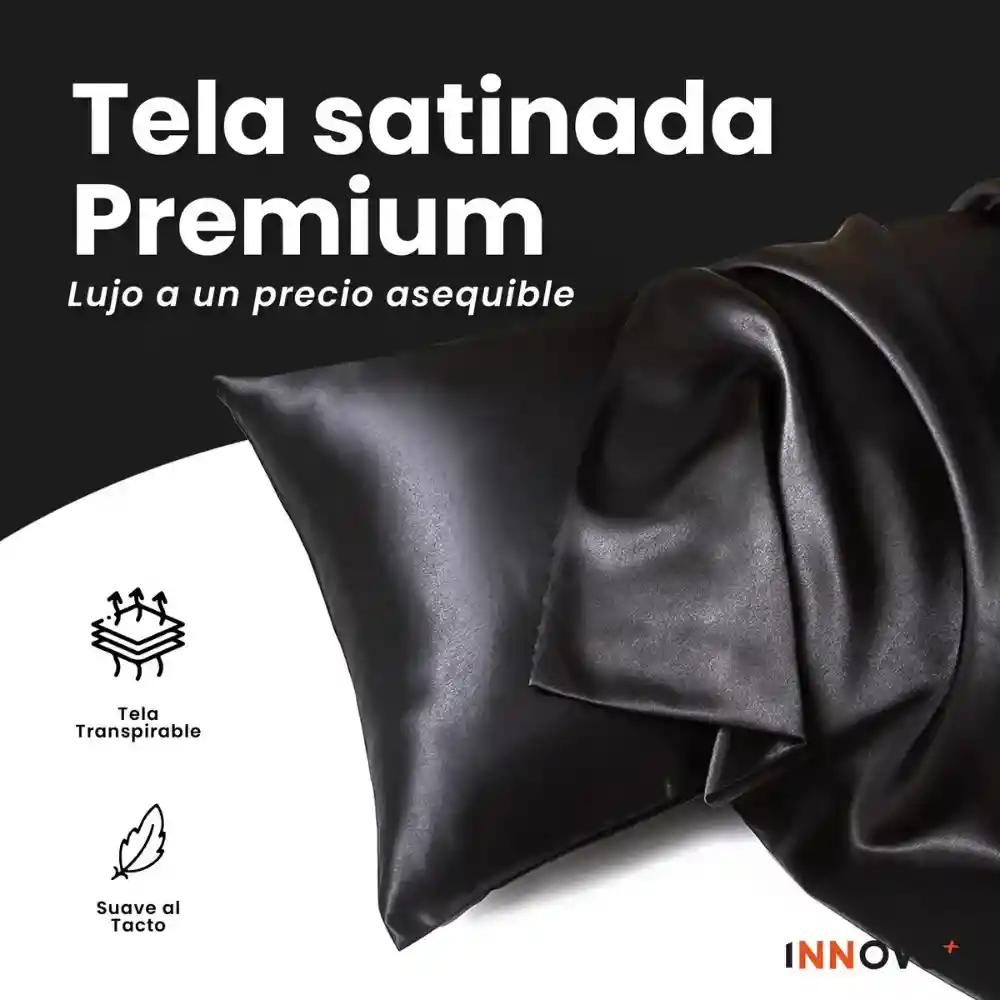 Combo Edredón Cama Doble Negro Premium + 2 Almohadas Confort Siliconado + Par Fundas Satín