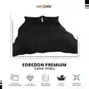 Combo Edredón Cama Doble Negro Premium + 2 Almohadas Confort Siliconado + Par Fundas Satín