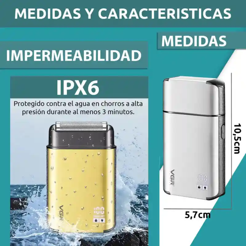 Rasuradora Eléctrica Vgr V-359 Titanio 8000rpm Ideal Viaje