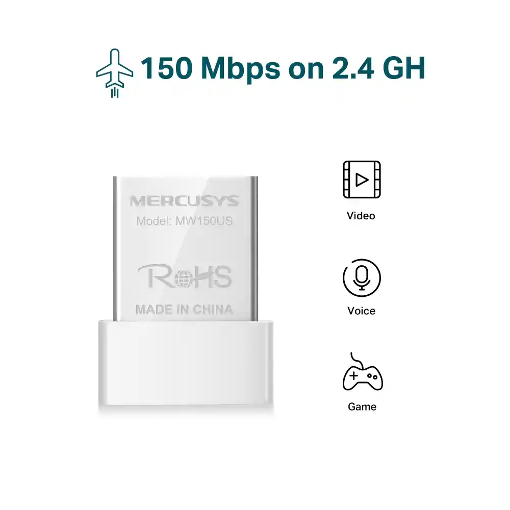 Adaptador Usb Wifi 150 Mbps Wireless Nano Mercusys Mw150us