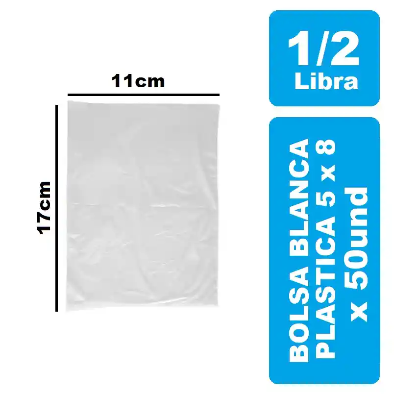 Bolsa Plastica Blanca 5x8 De 1/2 Libra X 50und