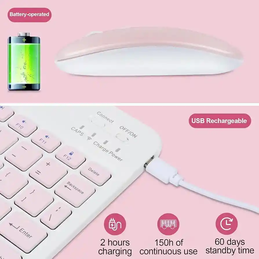 Combo Teclado Mouse Bluetooth Tablet Computador Inalámbricos