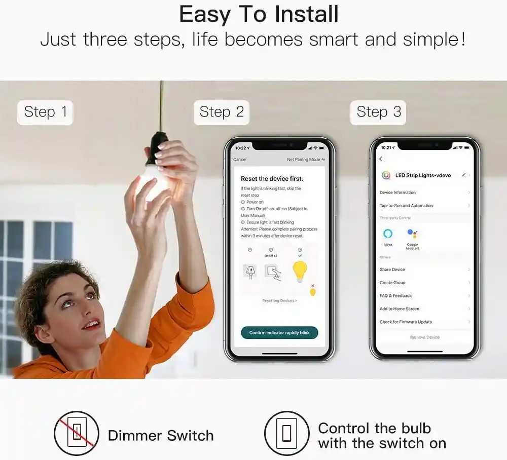 Bombillo Inteligente Regulable Luz Blanca Alexa Google Home