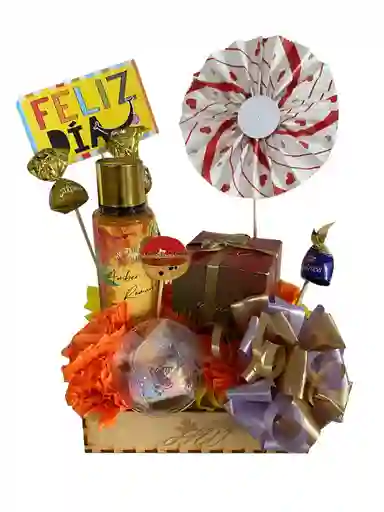 Ancheta De Regalo Con Vela Aromatica Y Splash
