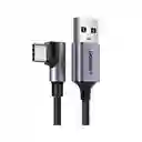 Cable Usb A Usb C 90° Ugreen 480 Mbps Carga Rápida 18w Nylon Trenzado 2m