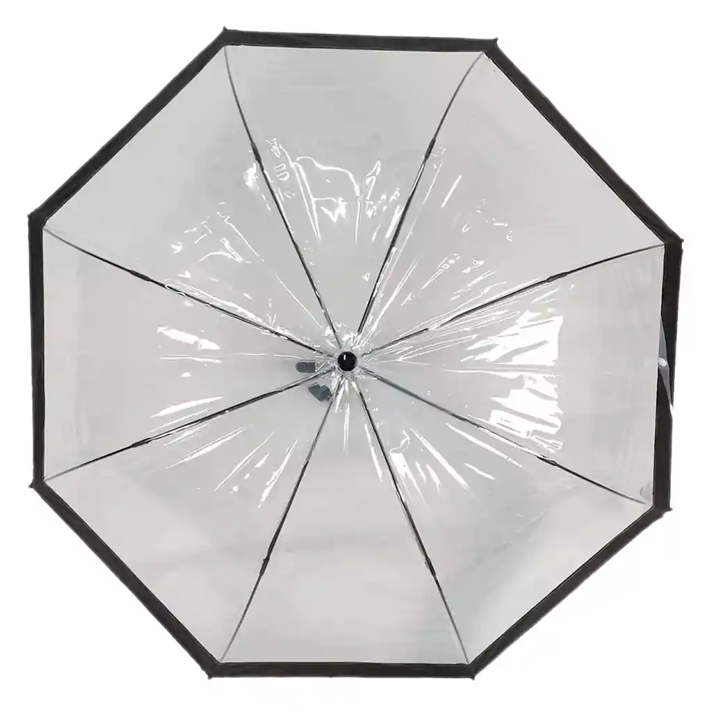 Sombrilla Paraguas Transparente Colores Tipo Hongo 1mt Negro