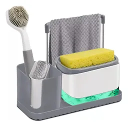 Dispensador De Jabón Para Cocina 3en1 Soporte Esponjas Paños