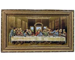 Cuadro Decorativo Pintado En Tela Con Marco Ultima Cena 68x118cm