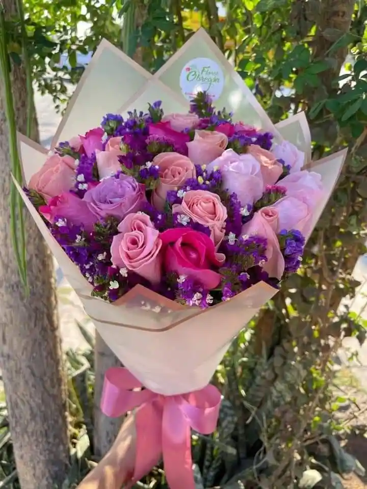 Flores Ramo Rosado Y Lila - Jardin De Sueños Bouquet