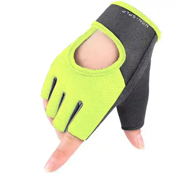 Guantes Protectores Sk 07-02 Fitness Gym Talla S, Gris Con Verde