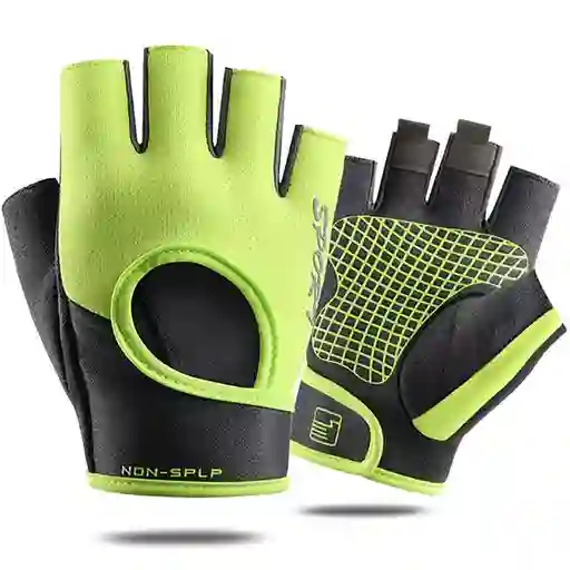 Guantes Protectores Sk 07-02 Fitness Gym Talla M, Gris Con Verde