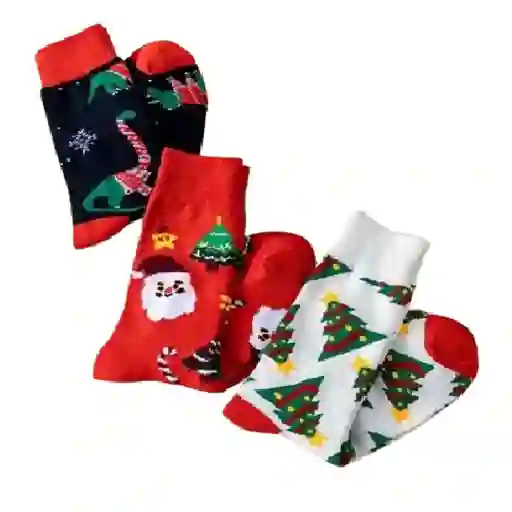 Paquete 3 Pares De Medias Estilo Navideño