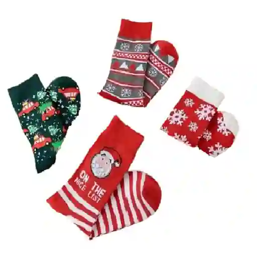 Paquete 4 Pares De Medias Patron Navideño