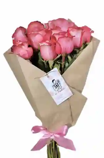Bouquet 12 Rosas Flamingo Vibes