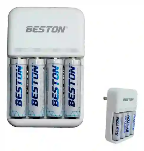 Cargador Para Pilas Baterias Beston Con 4 Baterías Aa De 2700 Mah