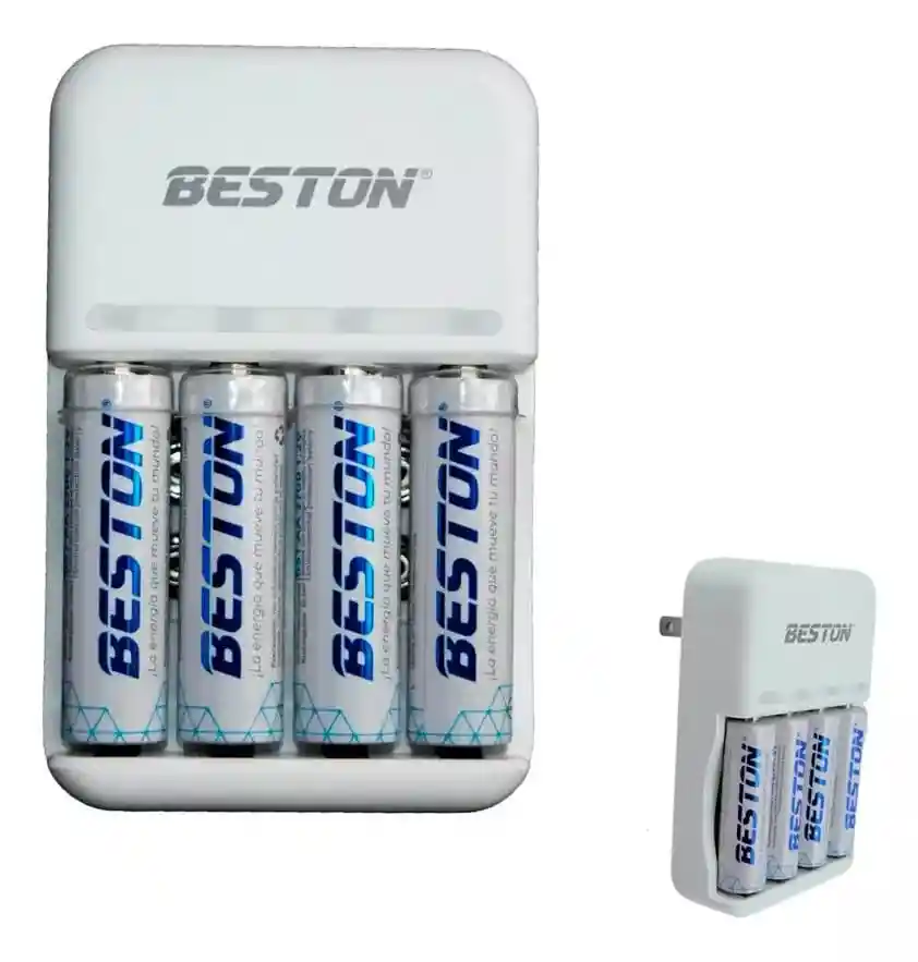 Cargador Para Pilas Baterias Beston Con 4 Baterías Aa De 2700 Mah