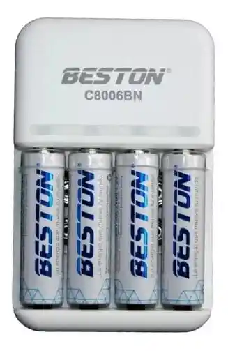 Cargador Para Pilas Baterias Beston Con 4 Baterías Aa De 2700 Mah