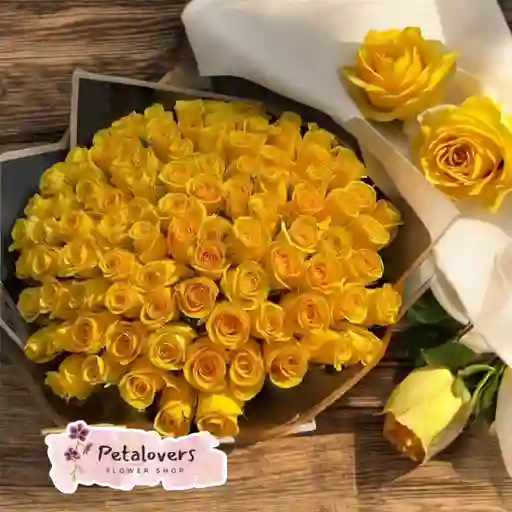 Flores Bouquet De 48 Rosas Amarillas
