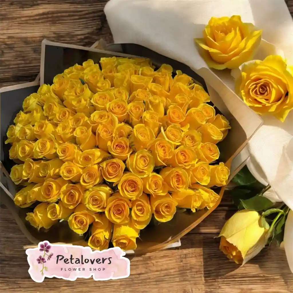 Flores Bouquet De 48 Rosas Amarillas