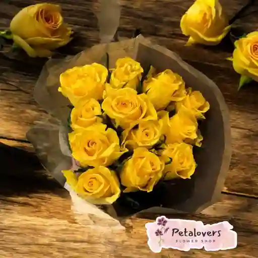 Flores Bouquet De 12 Rosas Amarillas
