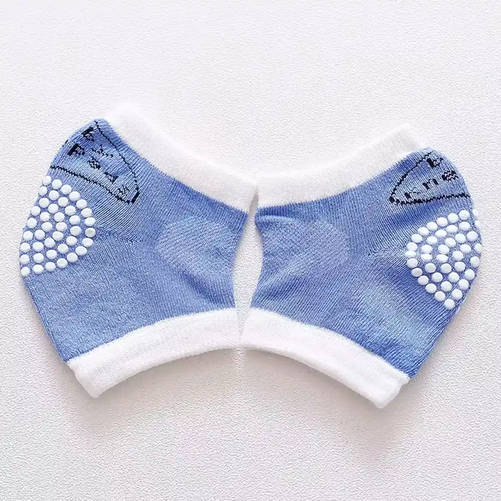 Rodilleras Azules De Algodón Antideslizantes Para El Gateo Del Bebé, Hechas En Material Hipoalergénico, Ajustables, Protegen Contra El Frio Del Suelo, En Colores Llamativos