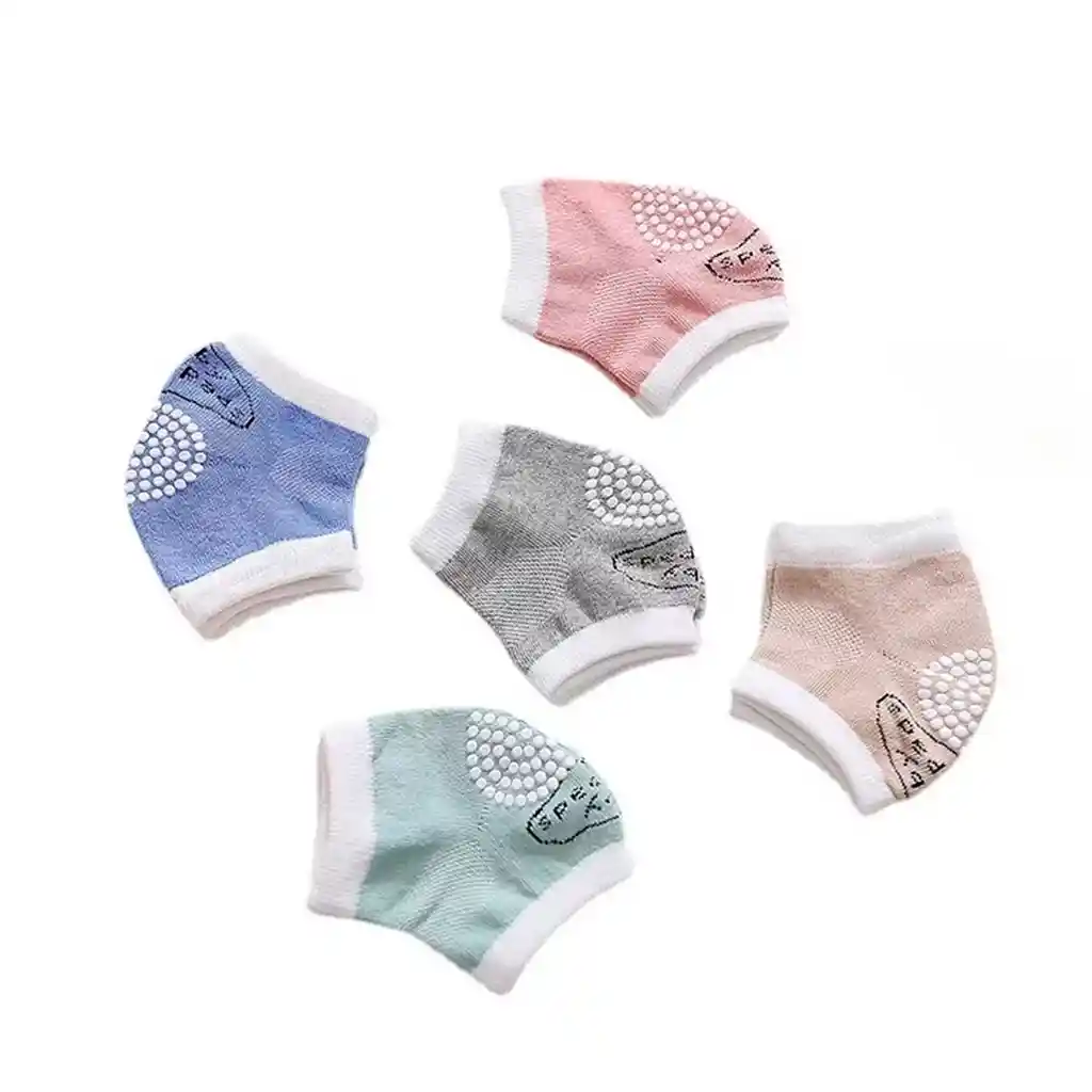 Rodilleras Beiges De Algodón Antideslizantes Para El Gateo Del Bebé, Hechas En Material Hipoalergénico, Ajustables, Protegen Contra El Frio Del Suelo, En Colores Llamativos