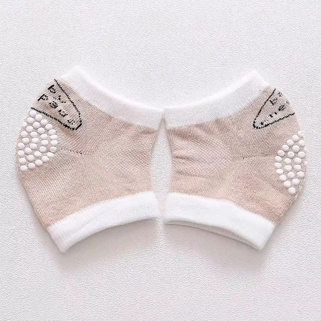 Rodilleras Beiges De Algodón Antideslizantes Para El Gateo Del Bebé, Hechas En Material Hipoalergénico, Ajustables, Protegen Contra El Frio Del Suelo, En Colores Llamativos