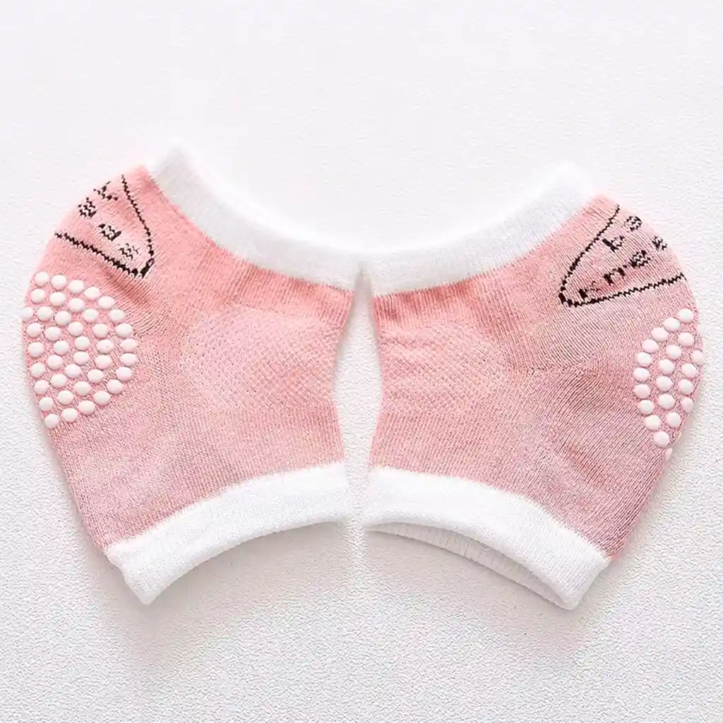 Rodilleras Rosas De Algodón Antideslizantes Para El Gateo Del Bebé, Hechas En Material Hipoalergénico, Ajustables, Protegen Contra El Frio Del Suelo, En Colores Llamativos