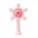 Rascaencias Rosa Silicona Con Cascabel Para Bebé, Mordedor En Forma De Flor, Cascabel Interno, Sellado Para Mayor Seguridad, De Tamaño Compacto