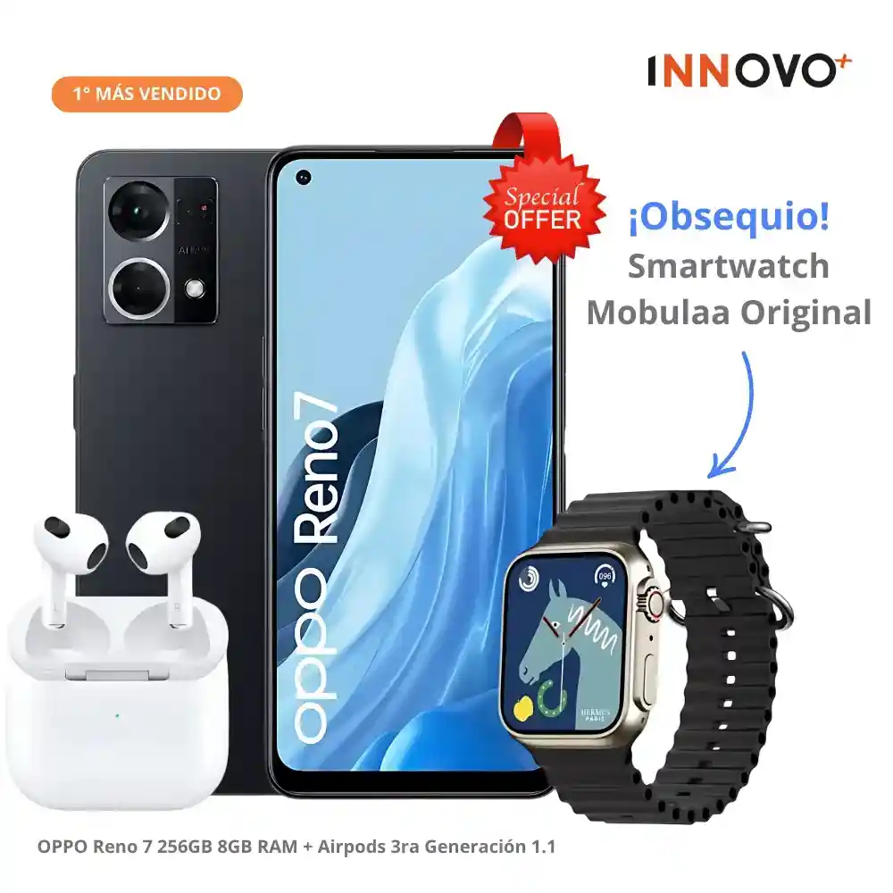 Celular Oppo Reno 7 256gb 8gb Ram + Airpods 3ra Generación 1.1 + Obsequio