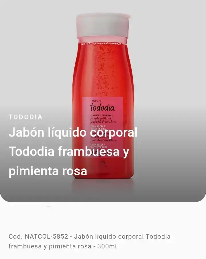 Natura - Jabón Liquido Corporal - Frambuesa Y Pimienta Rosa