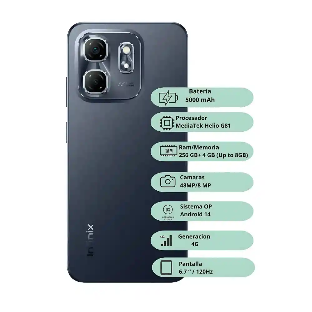 Celular Infinix Hot 50i 256gb 4+4gb Ram + Airpods 3ra Generación 1.1 + Obsequio