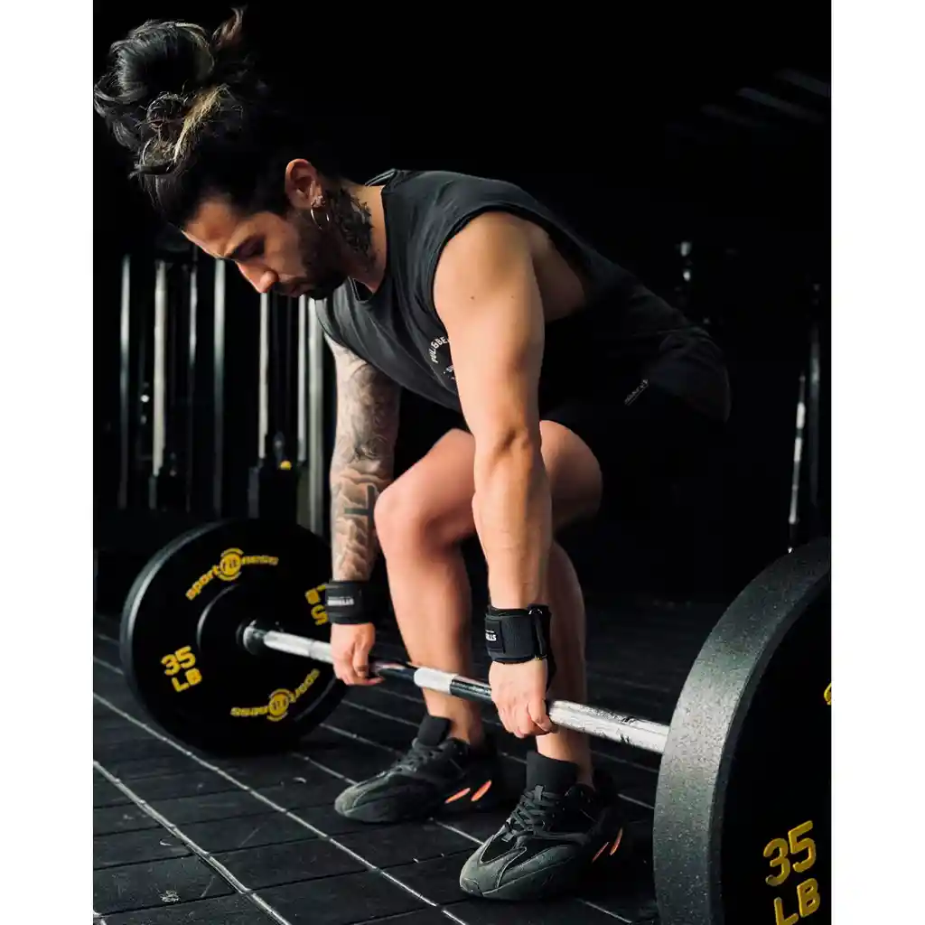 Kit X2 Straps Gancho Agarre Correas Levantamiento Pesas Gym Negro