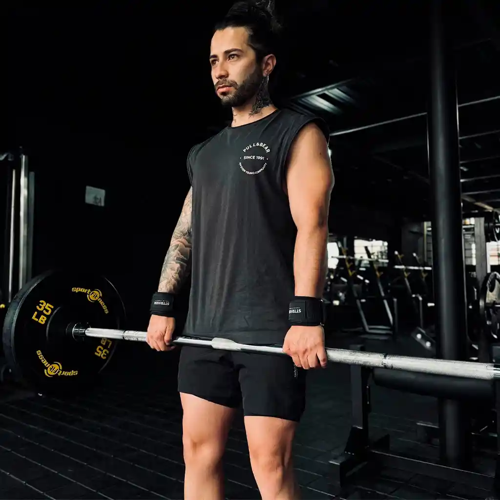 Kit X2 Straps Gancho Agarre Correas Levantamiento Pesas Gym Negro