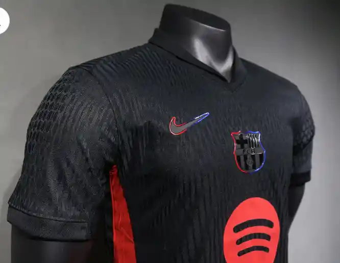 Camiseta Barcelona Visitante Negra, Versión Original Segunda Equipación Talla L (slim Fit, Ajustada)