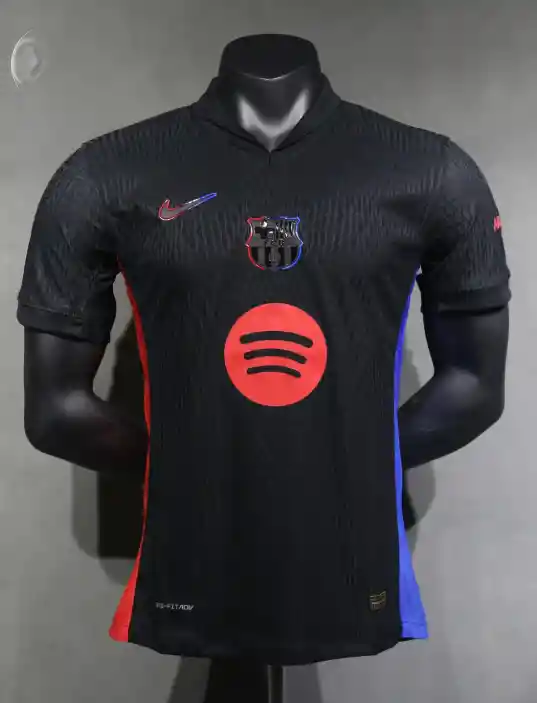 Camiseta Barcelona Visitante Negra, Versión Original Segunda Equipación Talla L (slim Fit, Ajustada)