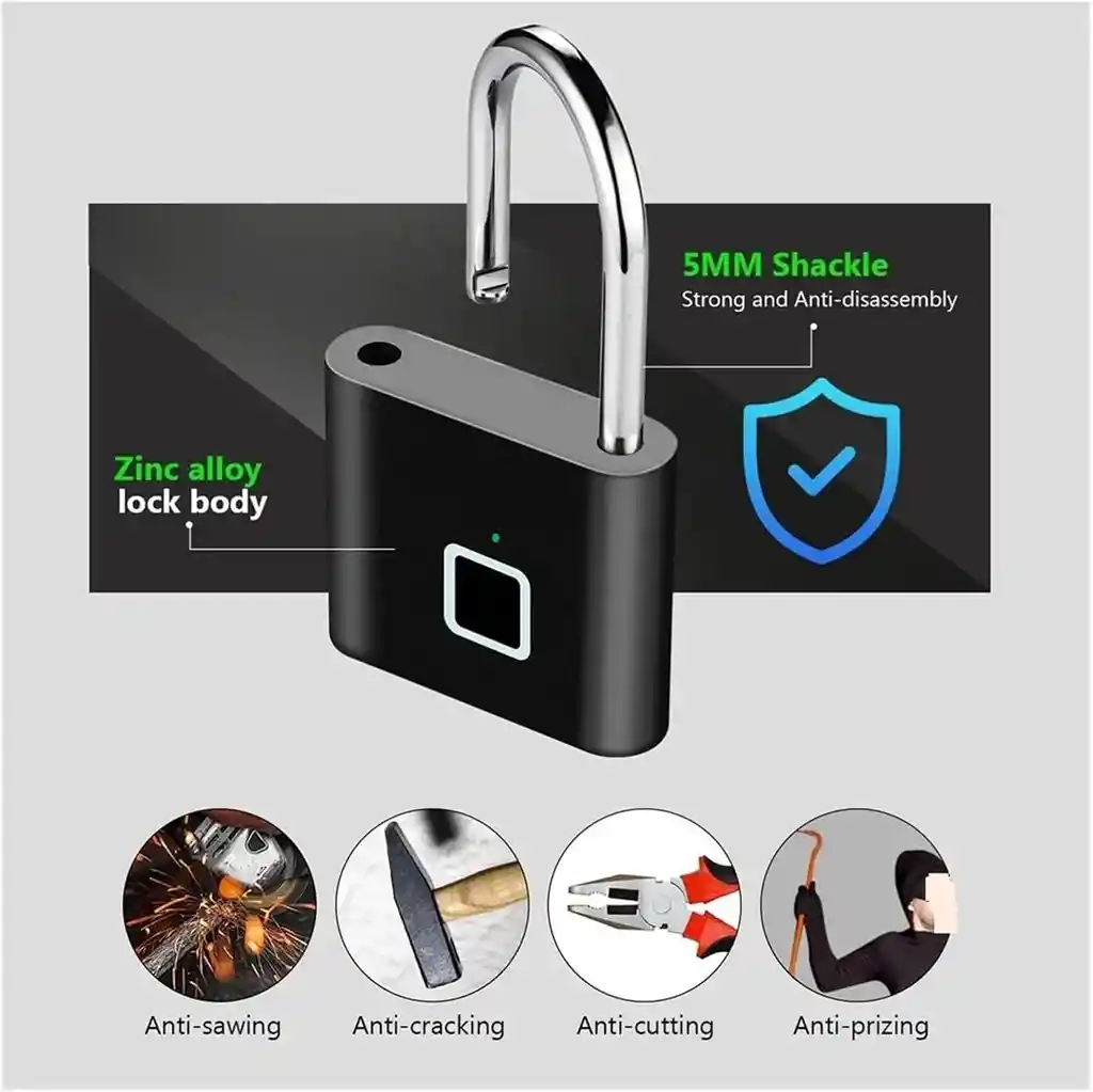 Candado Huella Digital Recargable Usb