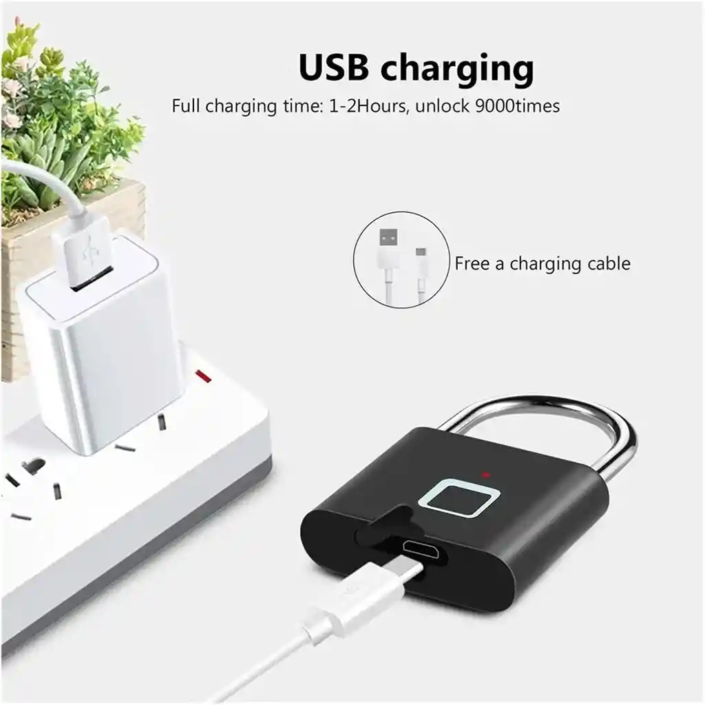 Candado Huella Digital Recargable Usb