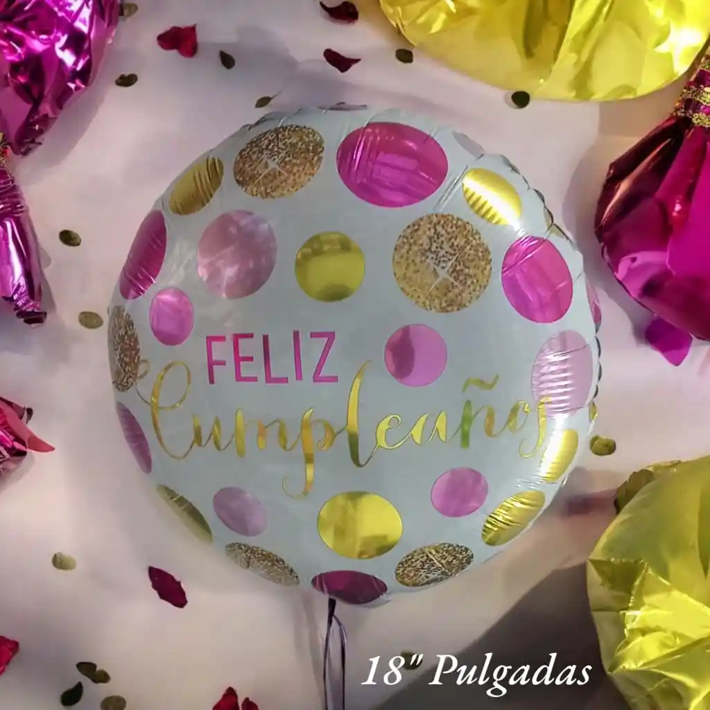 Globo Metalizado Feliz Cumpleaños 18" Pulgadas (45x45cm)
