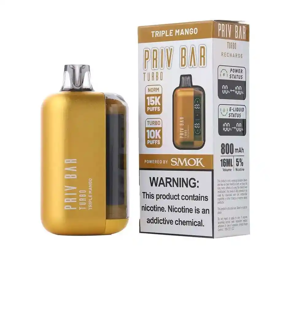 Vaporizador Priv Bar 15.000 Puffs Triple Mango