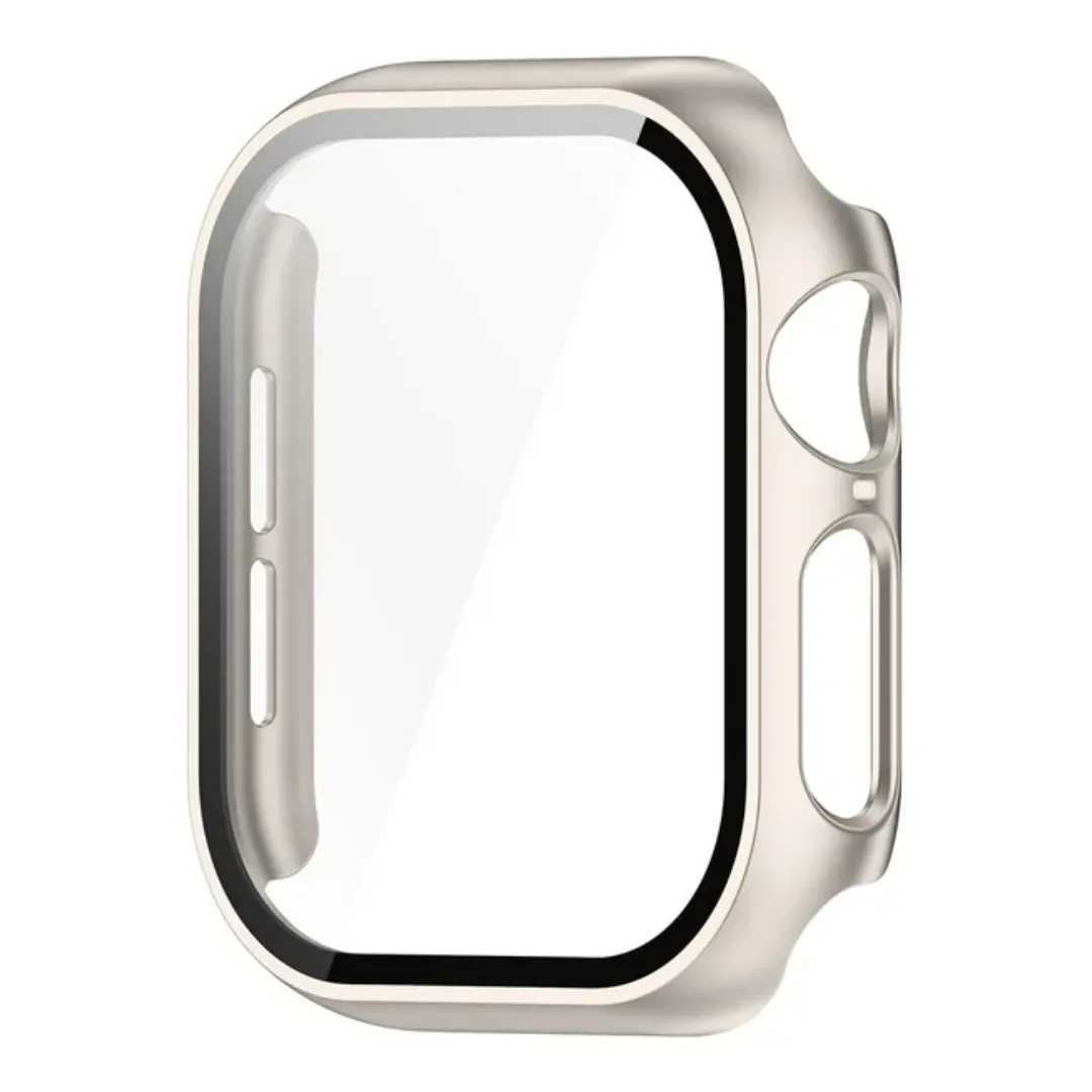 Funda Estuche + Vidrio Protector Para Reloj Smartwatch 41 Mm Plateado