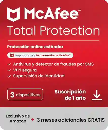 Antivirus Mcafee Plus 3 Dispositivos 1 Año Windows Multidispositivos