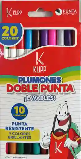 Plumones Klip Doble Punta 20 Colores